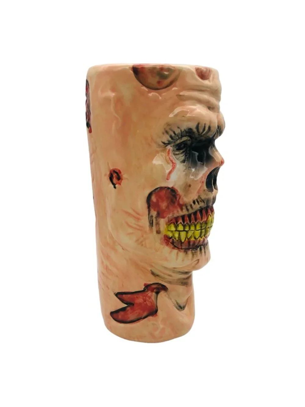 Zombie Head Ceramic Halloween Tumbler Vase Hand-Painted 3D Creepy Decor 10” Tall